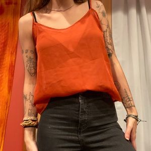 American Apparel orange mesh tank top